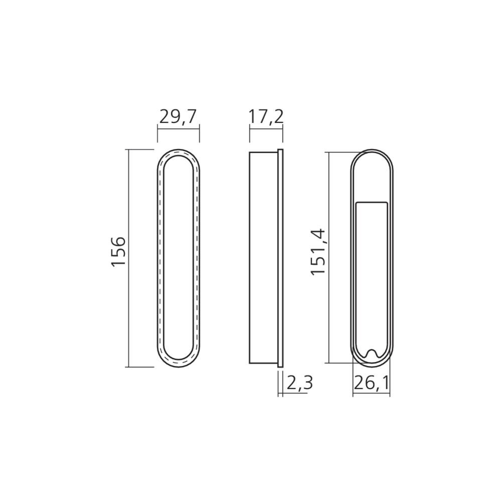 Poignée de chant pour porte coulissante