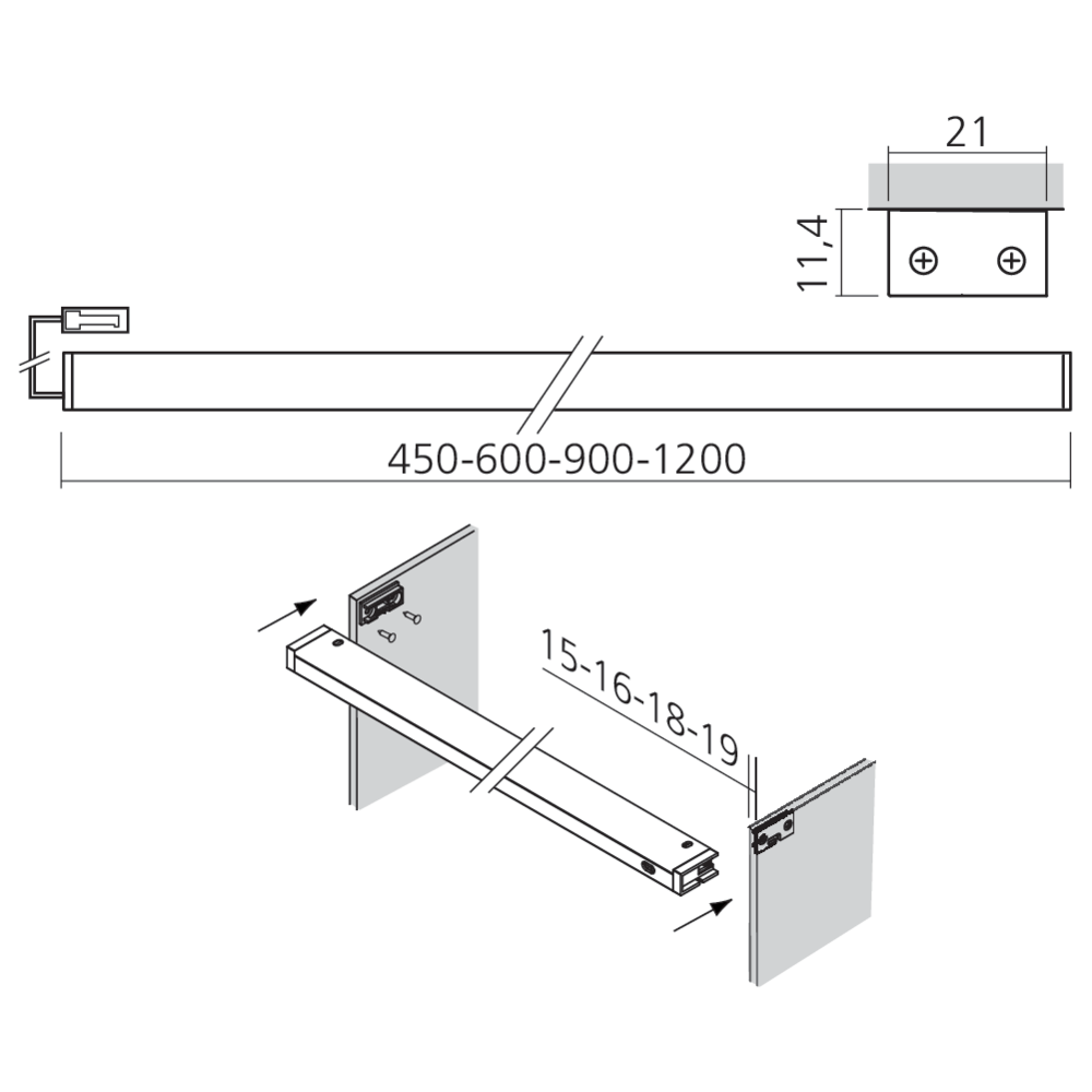 Réglette LED 12 V DC avec interrupteur infrarouge