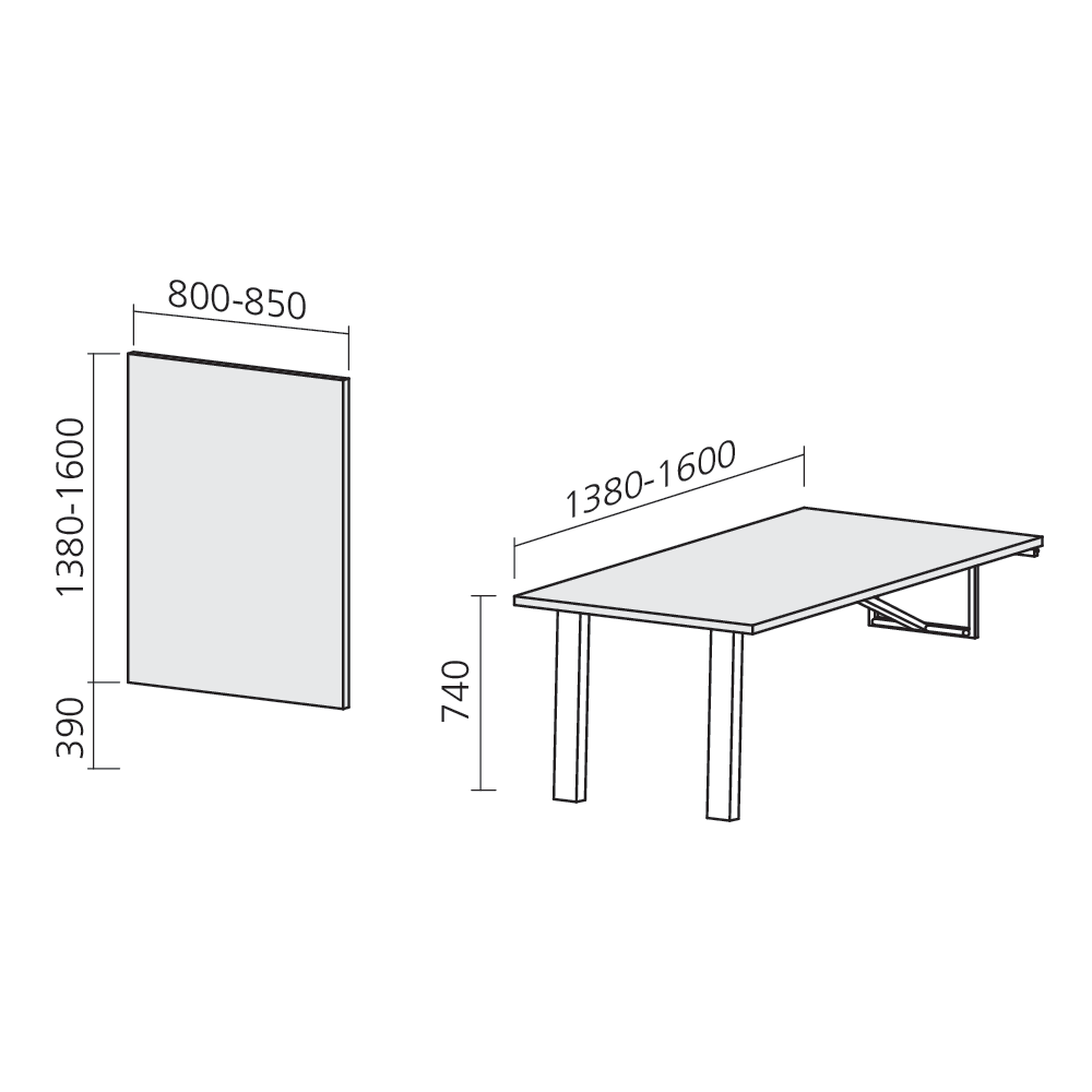 Ferrure de péninsule abattable SLIM
