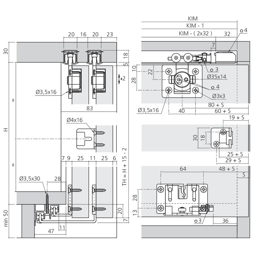 Garniture 2 portes Clipo 36 MS