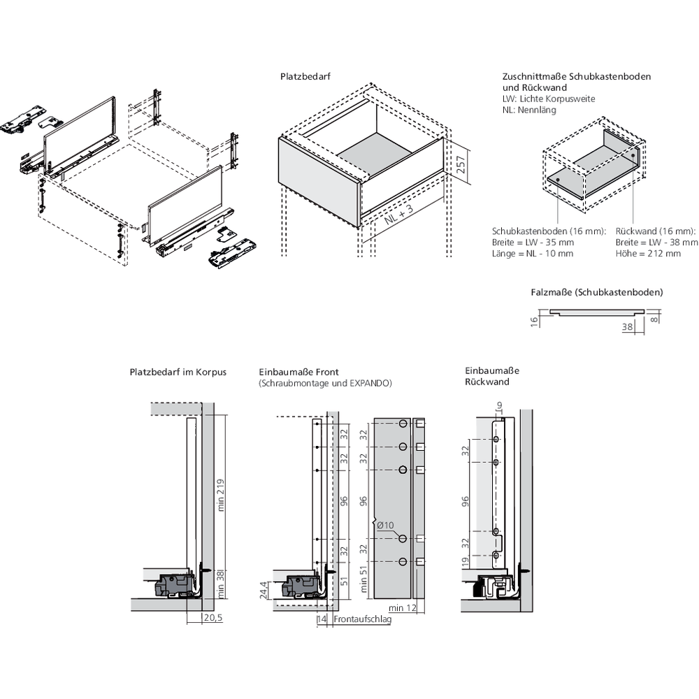 LÉGRABOX BLUMOTION / TIP-ON BLUMOTION blanc soie mat hauteur F