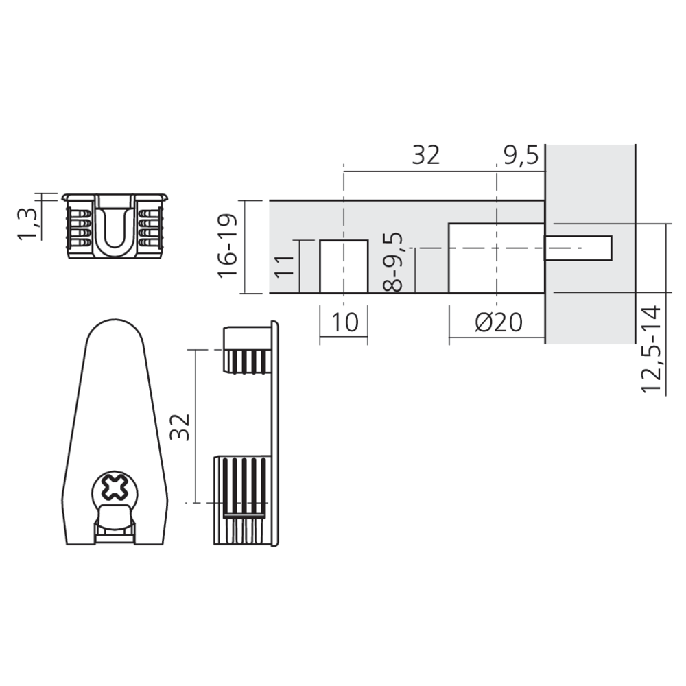 Boîtier excentrique EXPANDO Ø20 + 10 mm