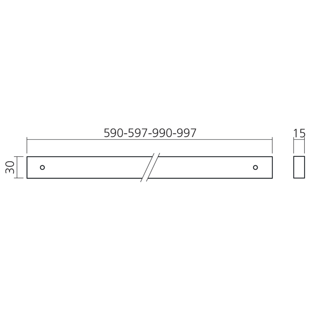 Barre de penderie 30 x 15 mm
