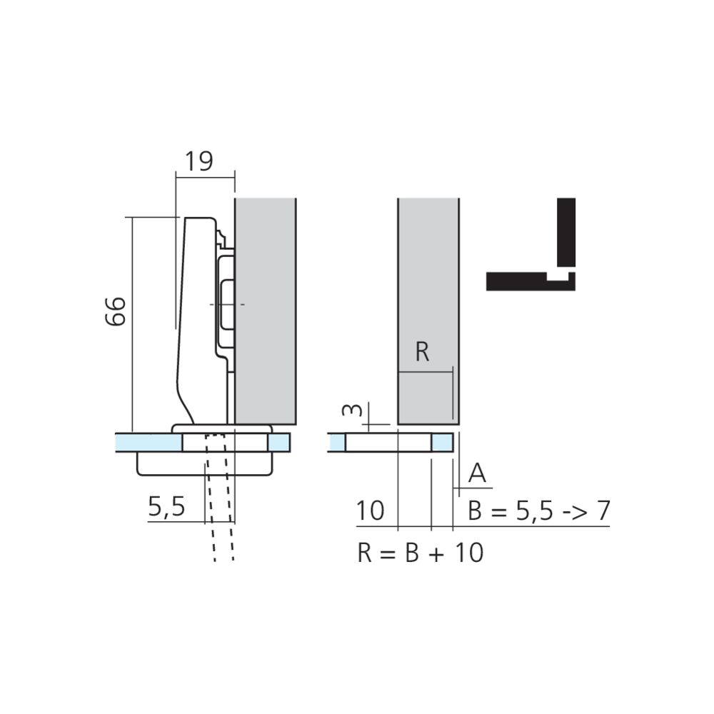Charnière CLIP top pour porte en verre en applique
