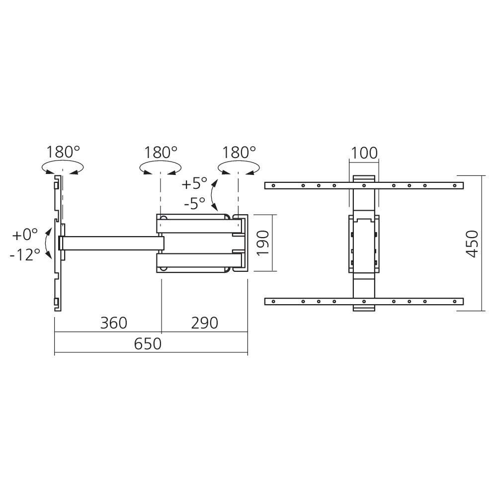 Support mural inclinable pour écran de 37'' à 55''