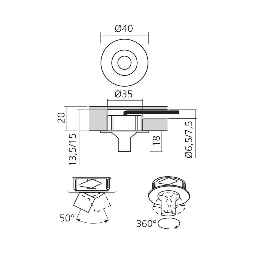 Spot LED orientable 350 mA
