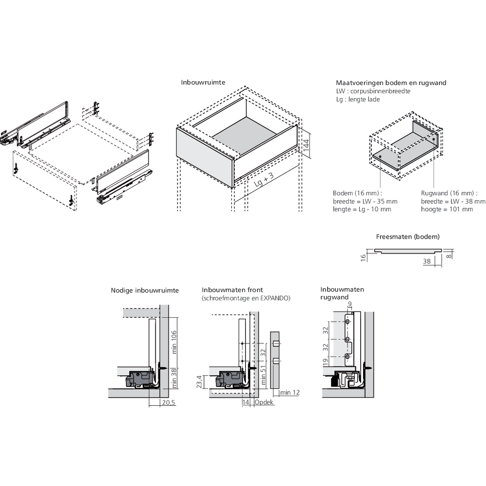 LÉGRABOX TIP-ON inox hauteur K