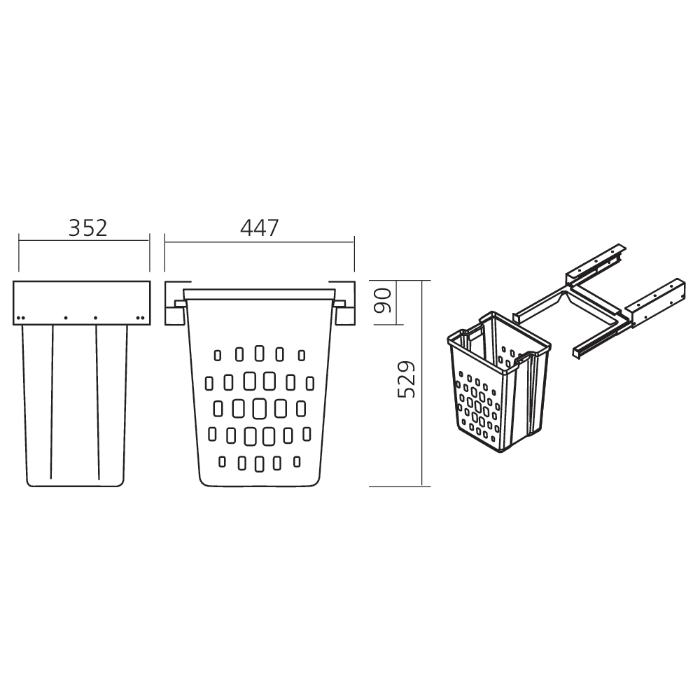 Panier à linge coulissant sous plan de travail