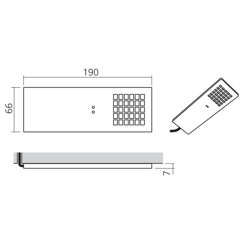 Kit 3 spots LED rectangulaires en applique 12 V