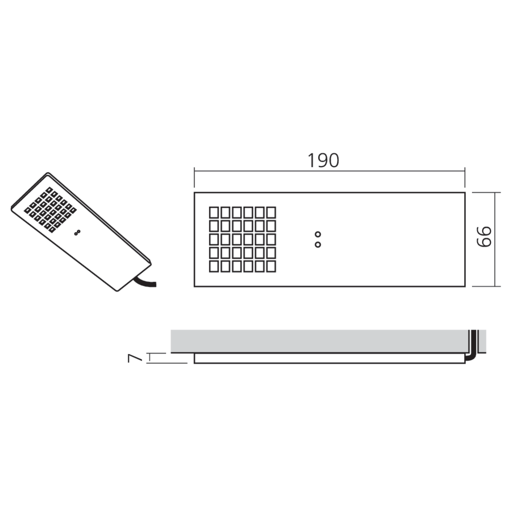 Kit 3 spots LED rectangulaires en applique 12 V