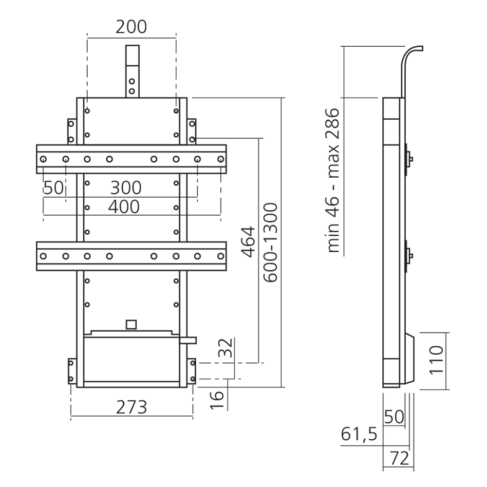Colonne télescopique pour écran plat