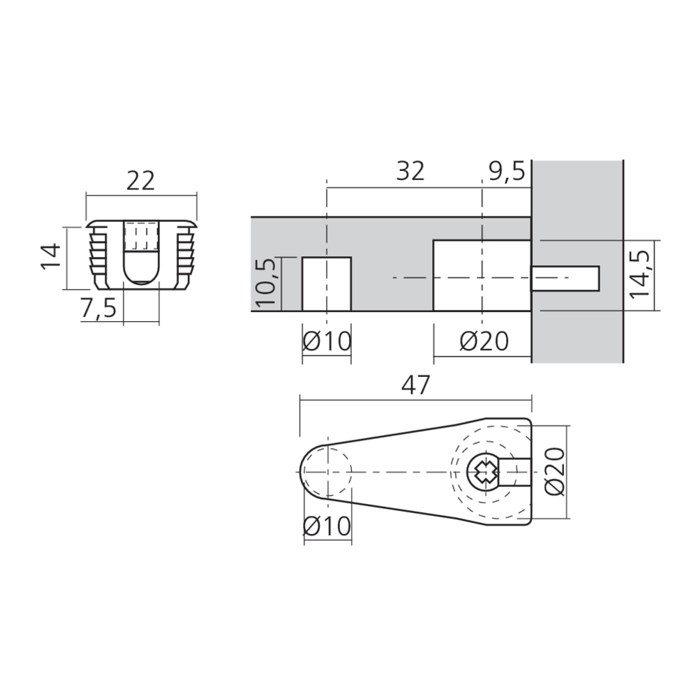 Boîtier excentrique DÉFIX Ø20 + 10 mm