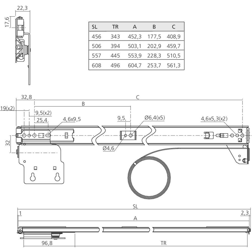 Coulisse pour porte rentrante
