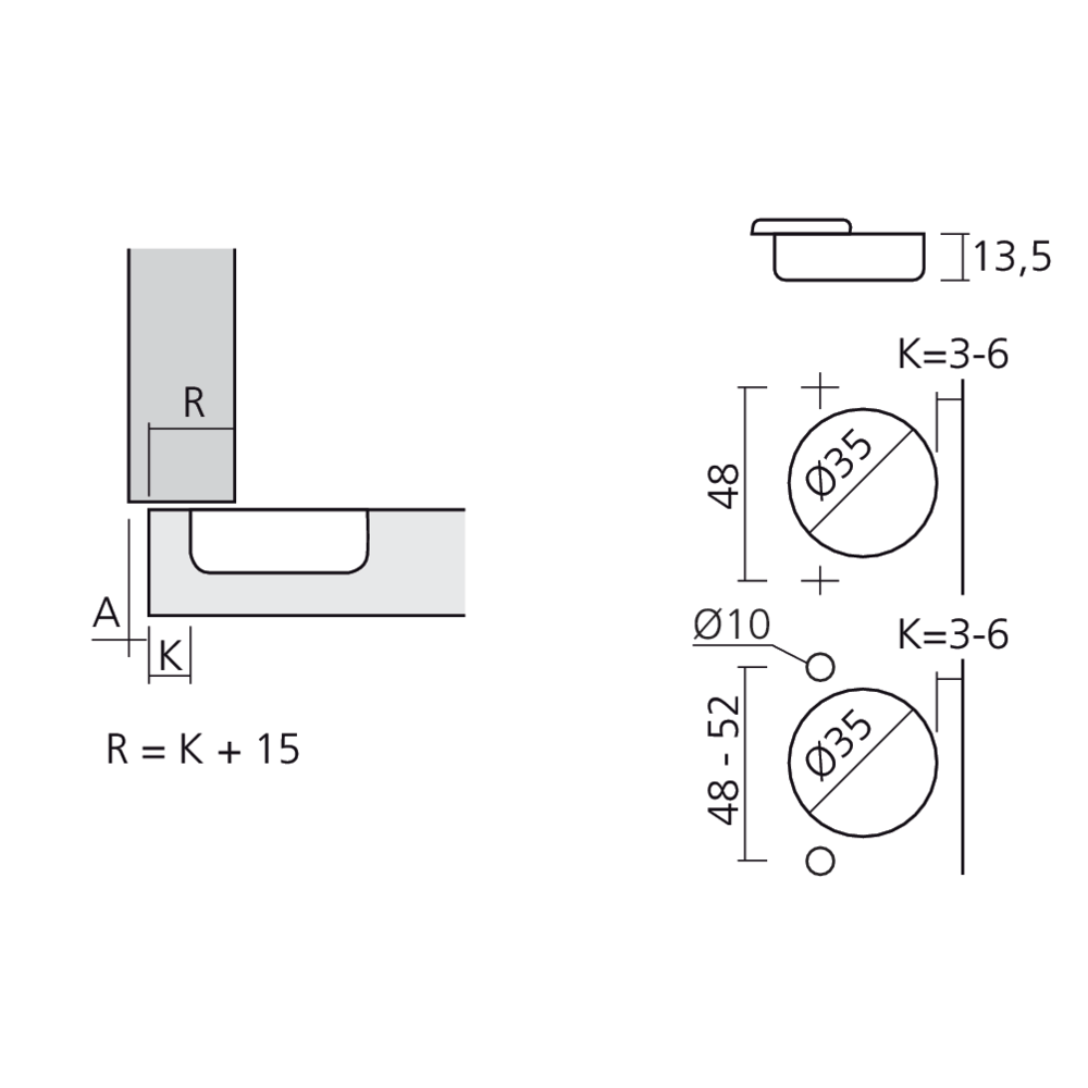 Charnière 110° en applique amortie Silentia+
