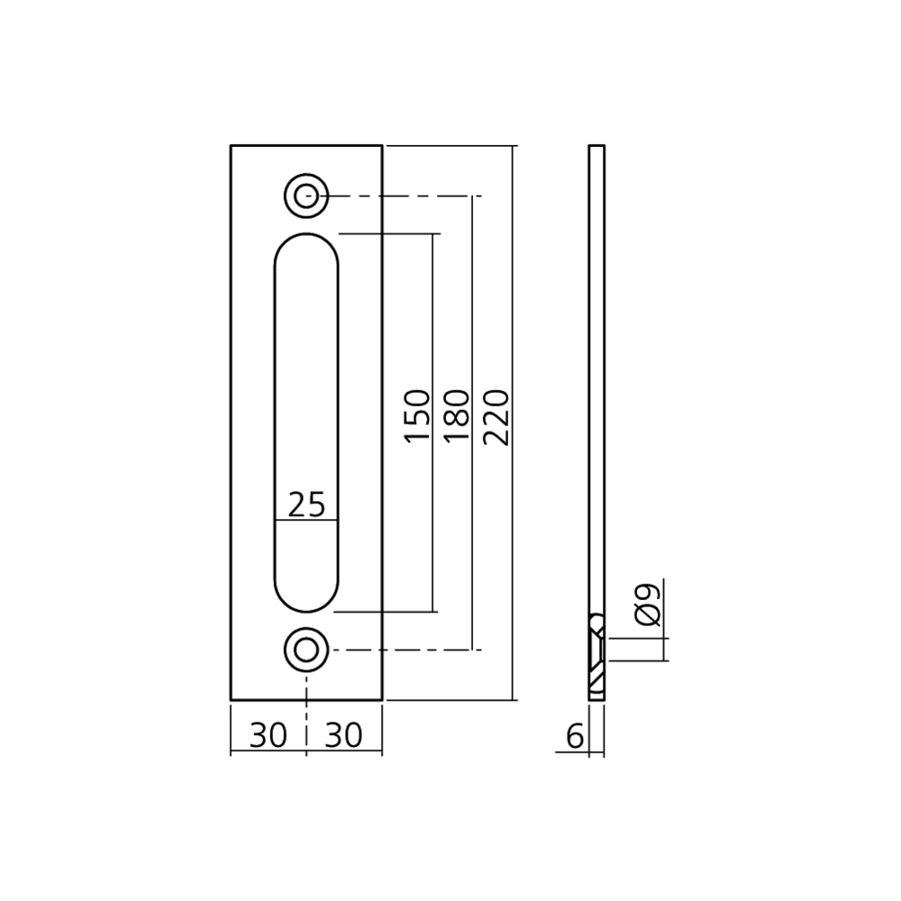 Poignée fine pour coulissant SOLO