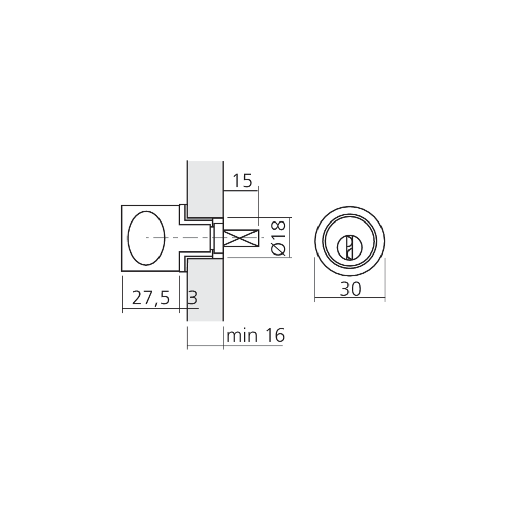 Bouton avec cylindre