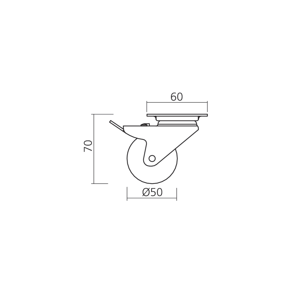 Roulette pivotante Ø50 mm à double galet