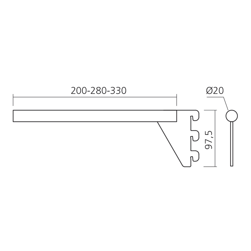 Support pour tablette bois Ø 20 mm