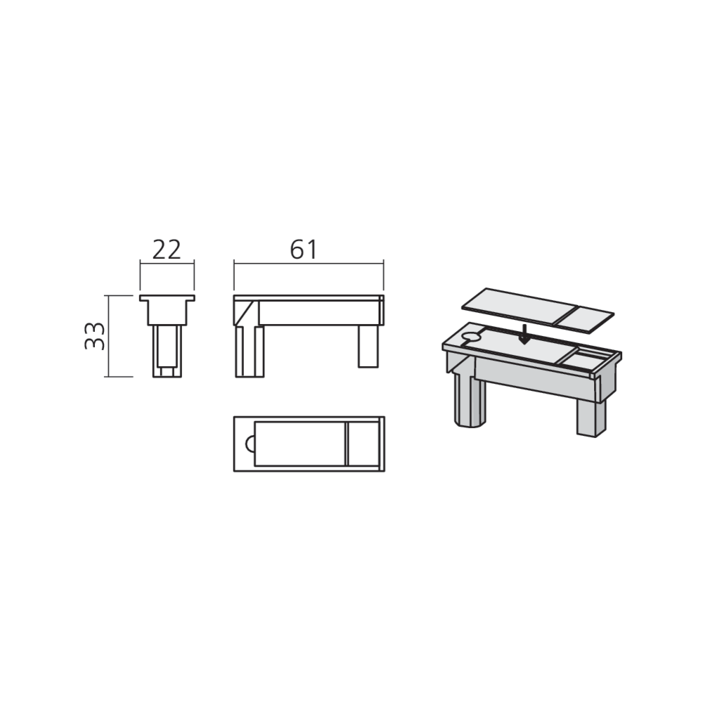 Socle adhésif pour prise DESK 2