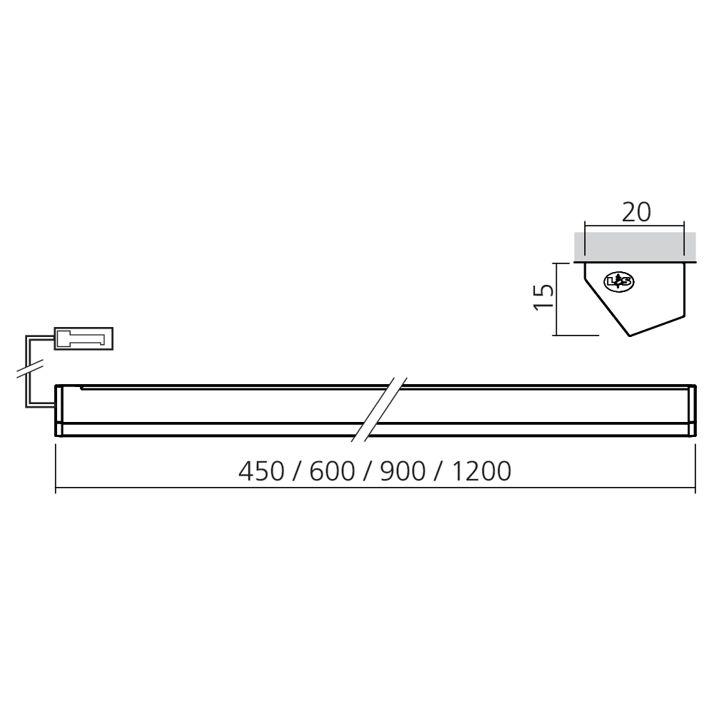 Réglette LED en applique 12 V avec interrupteur
