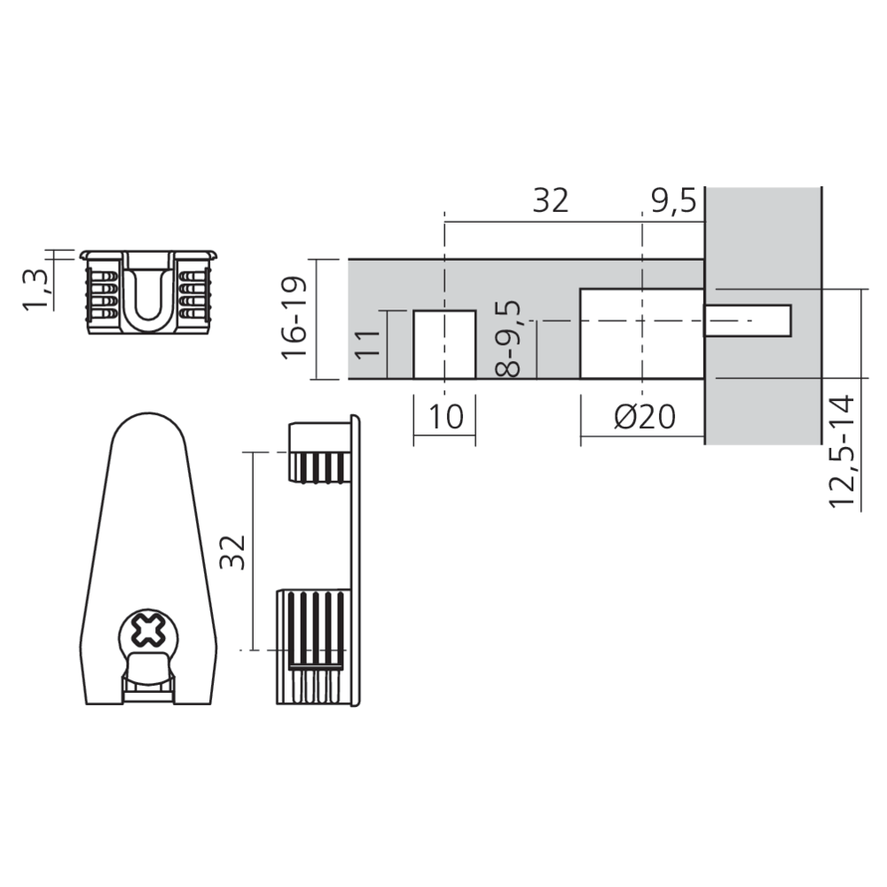 Boîtier excentrique EXPANDO Ø20 + 10 mm