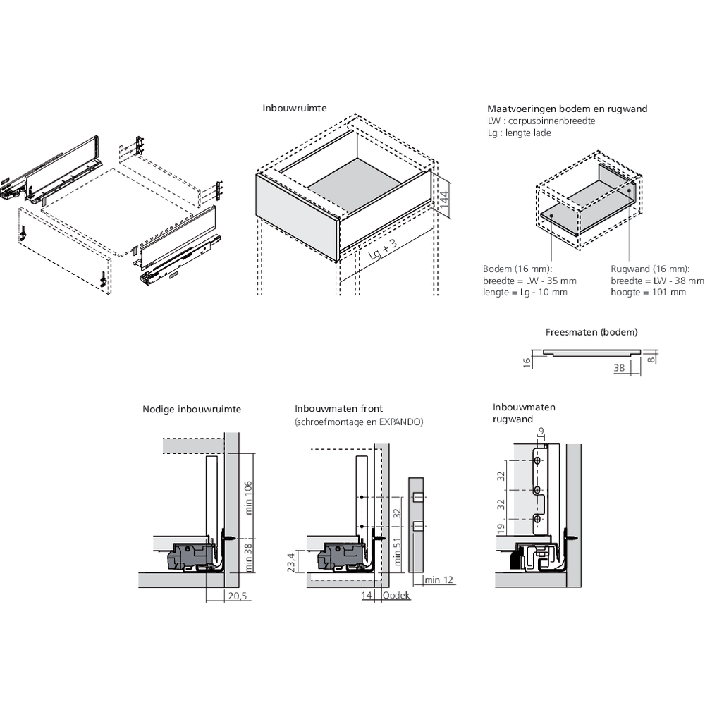 LÉGRABOX TIP-ON blanc soie mat hauteur K