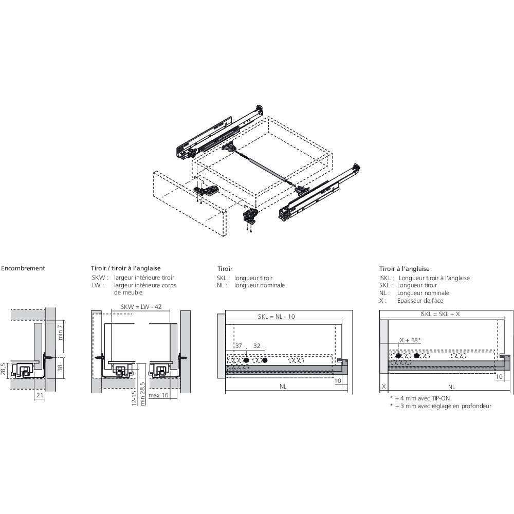 Coulisse MOVENTO 40 kg TIP-ON