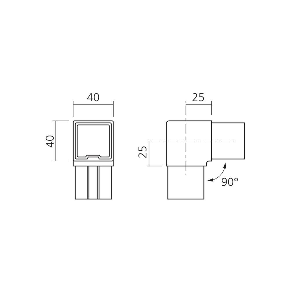 Raccord d'angle SQUARE-LINE carré