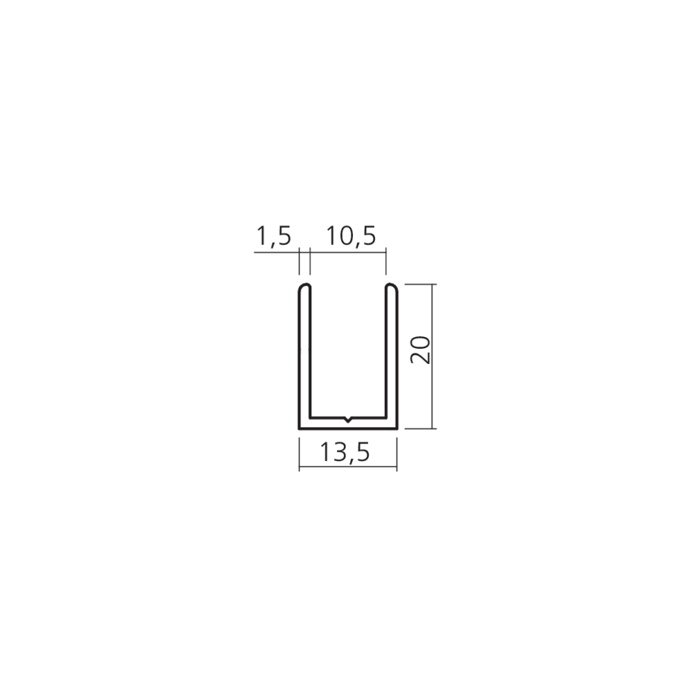 Profil U pour verre de 10 mm