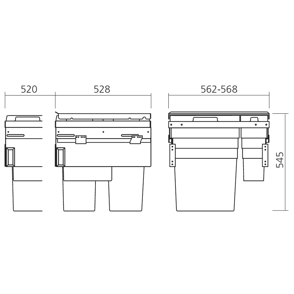 Poubelle EURO-CARGO pour élément de 600 mm 91 L