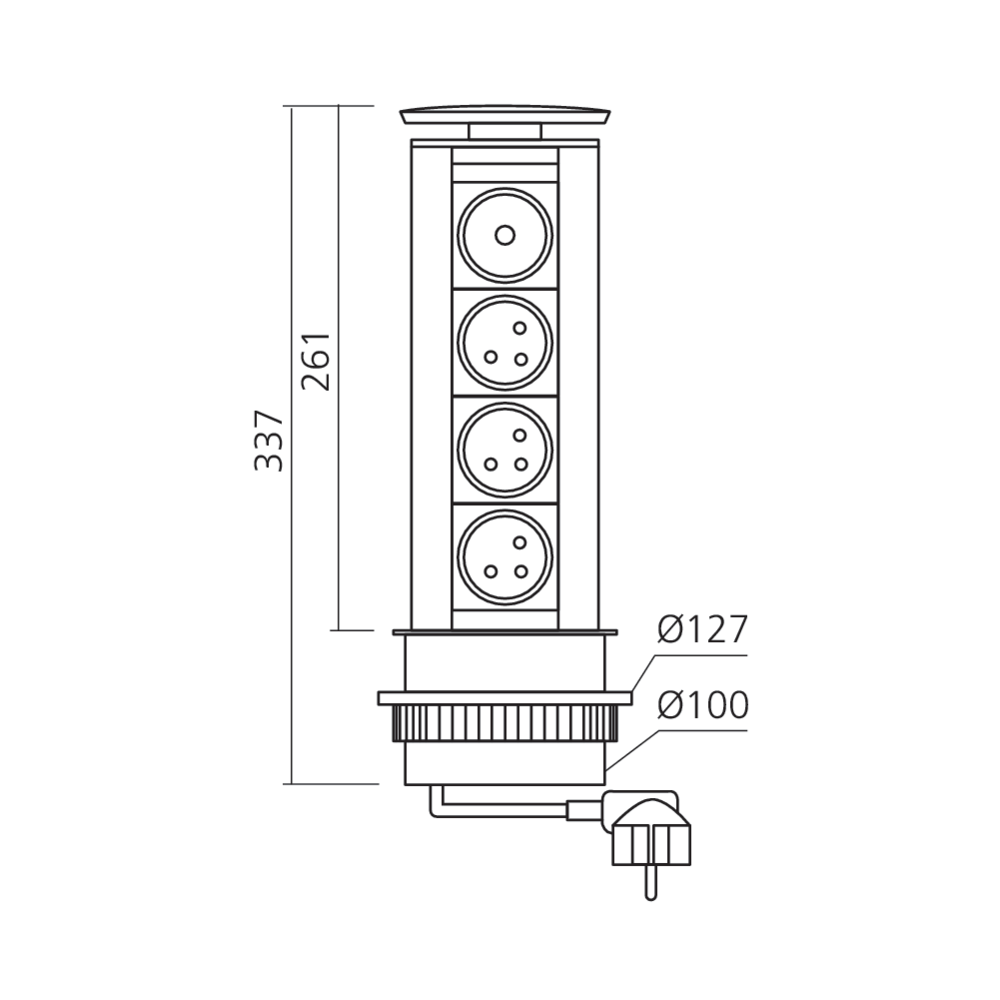 Bloc prises lumineux diamètre 100