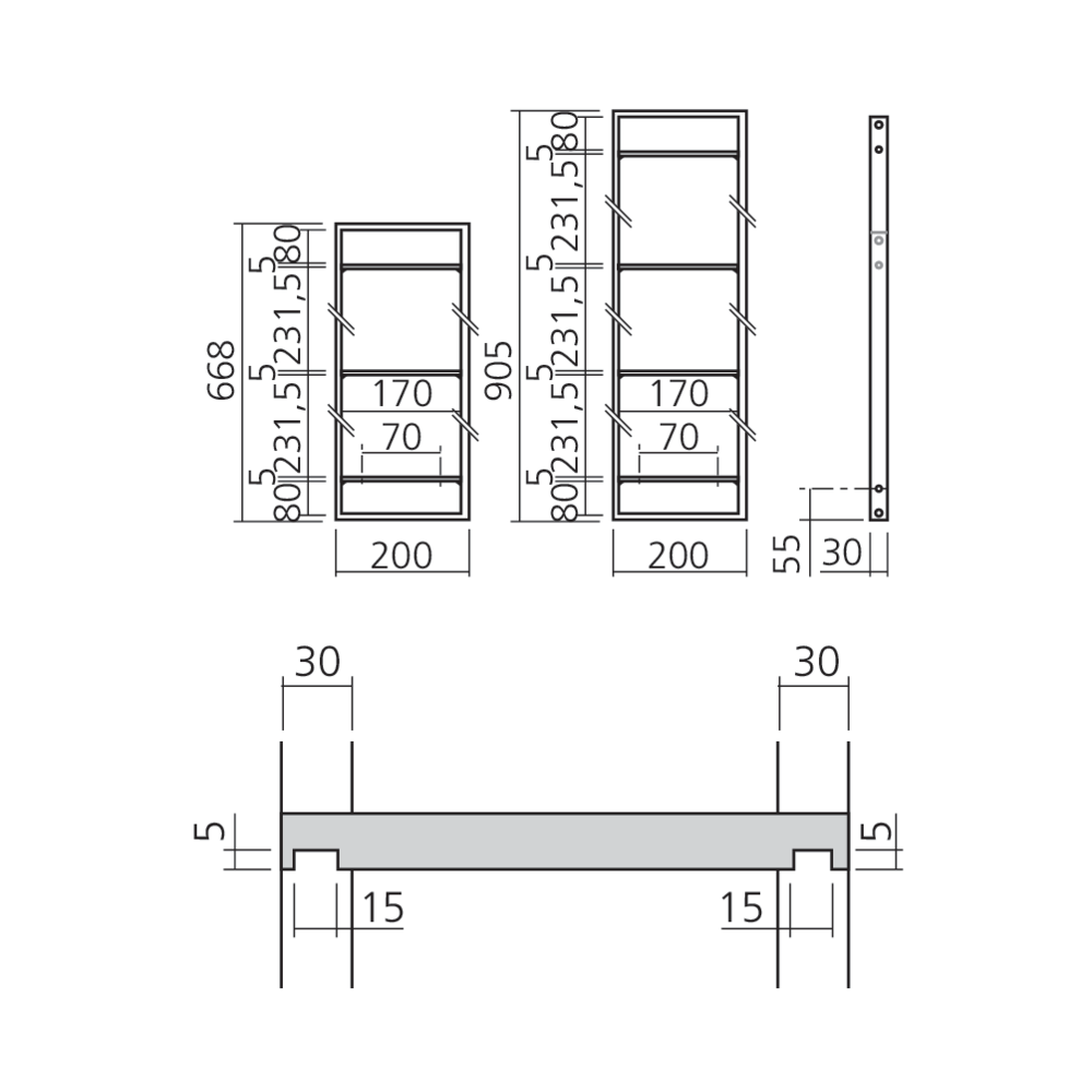 Cadre d'étagère YouK profondeur 200 mm