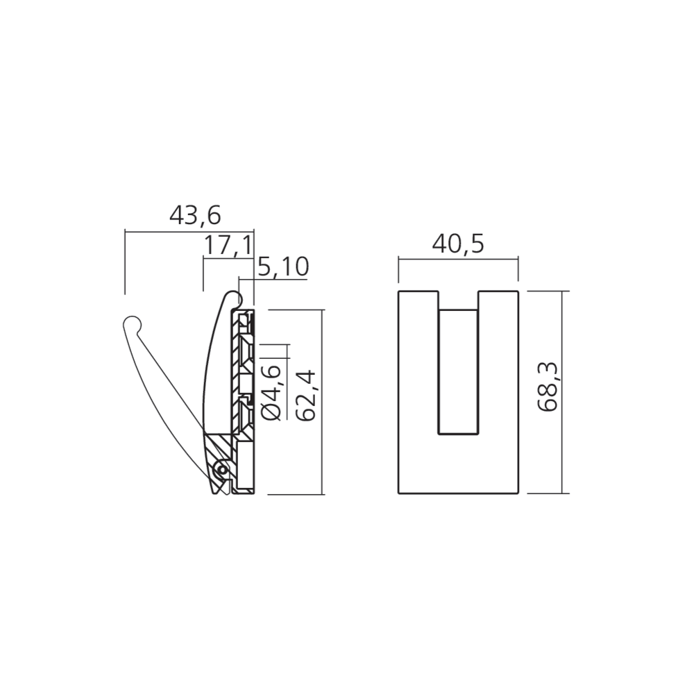 Patère double rabattable