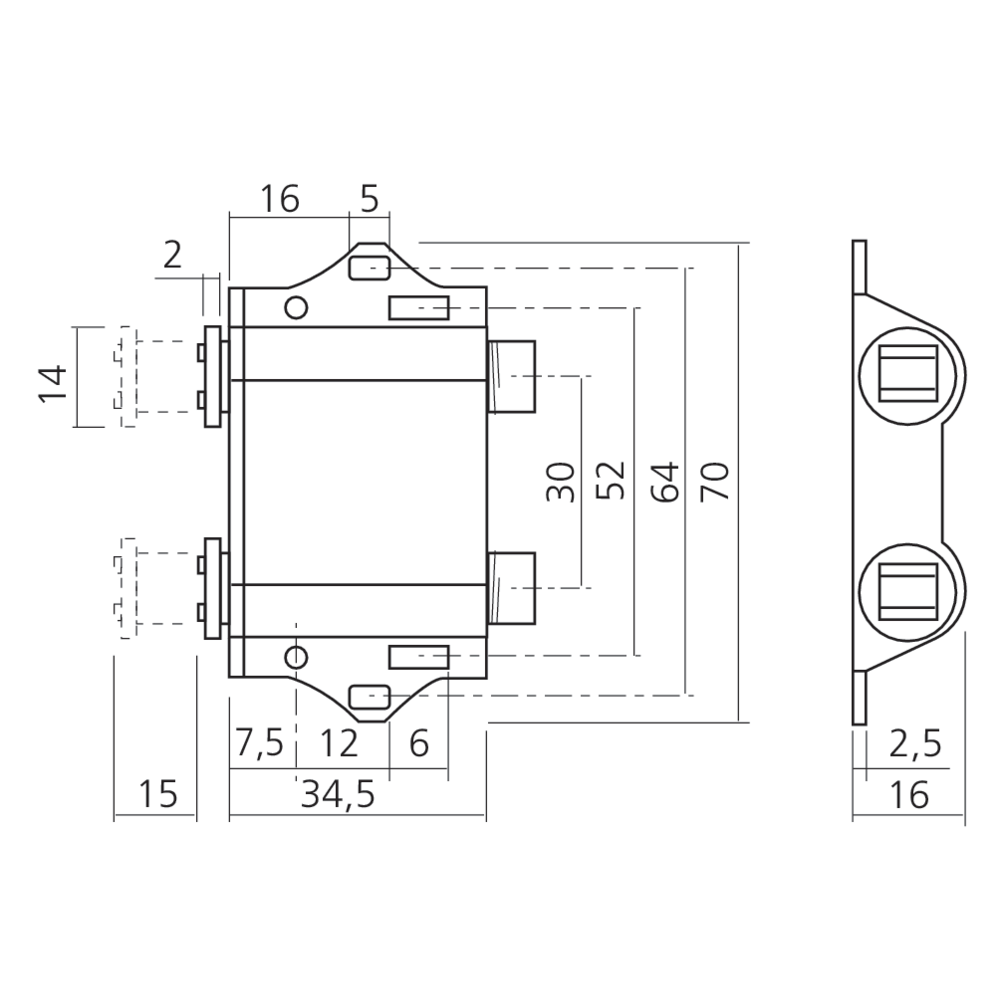 Loqueteau touche-lâche magnétique double