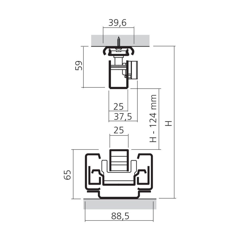 Coulisse d'armoire 80 kg