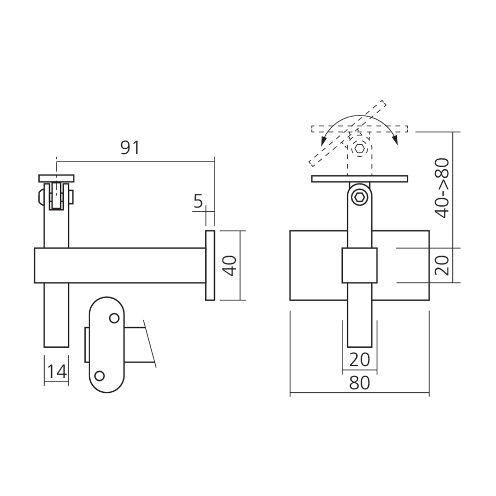 Support orientable SQUARE-LINE carré