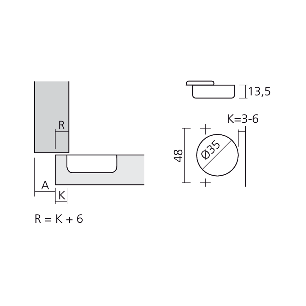 Charnière Titanium 110° en semi-applique amortie Silentia+