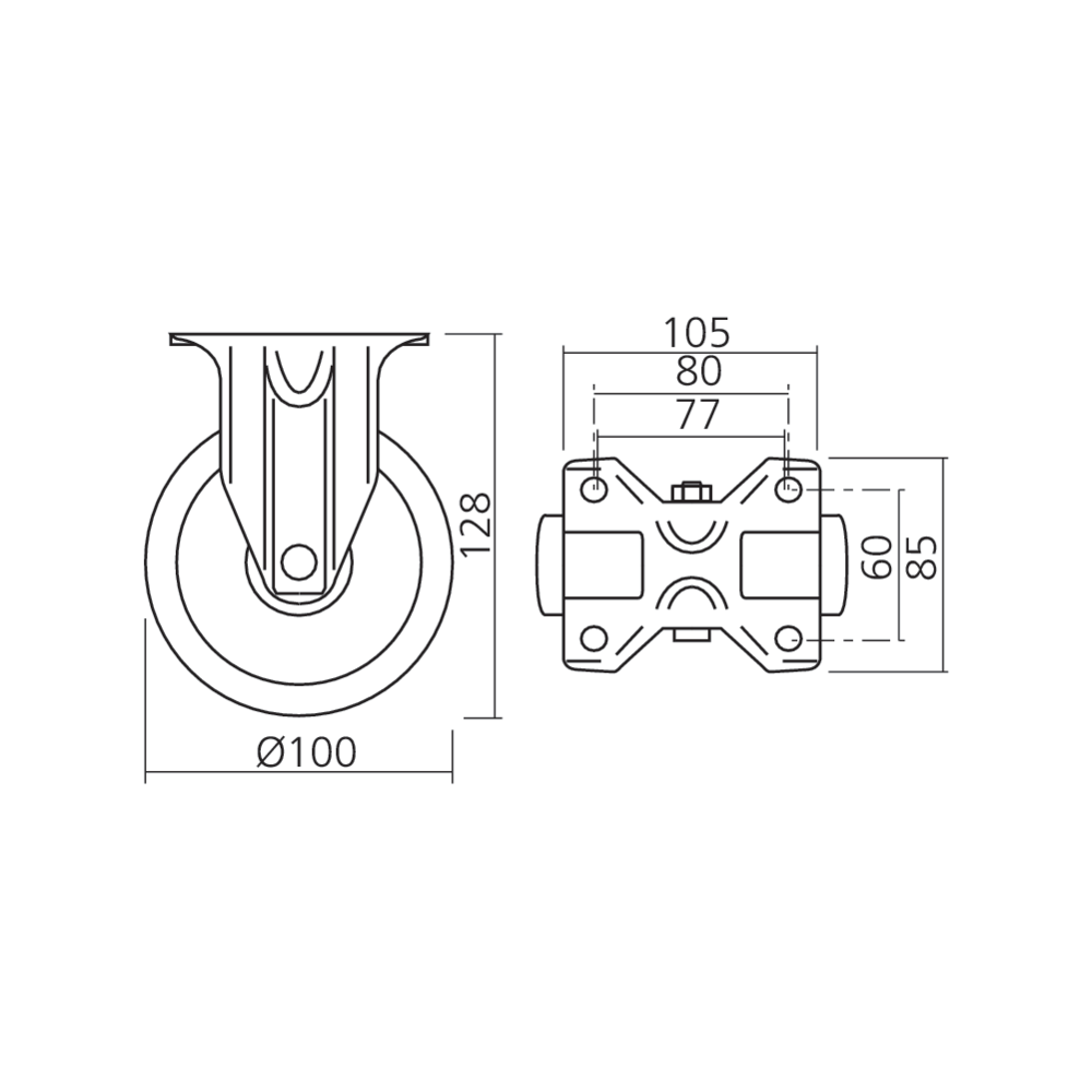 Roulette fixe Ø100 mm