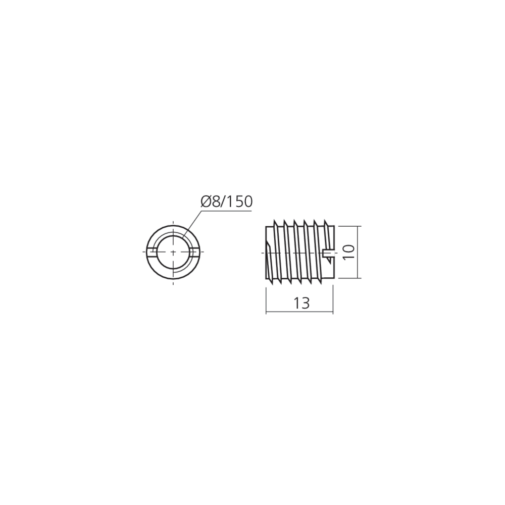 Ecrou sans collerette Ø8 pas de 150