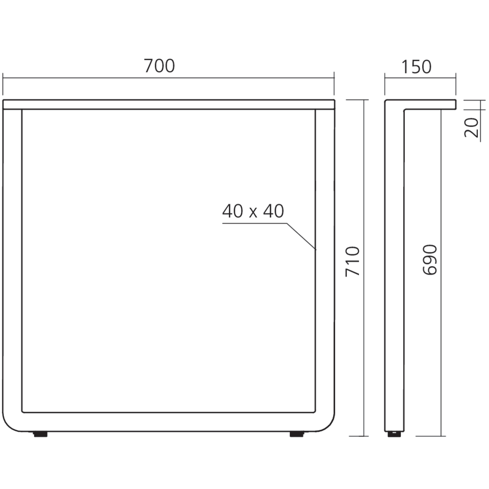 Pied de table en L