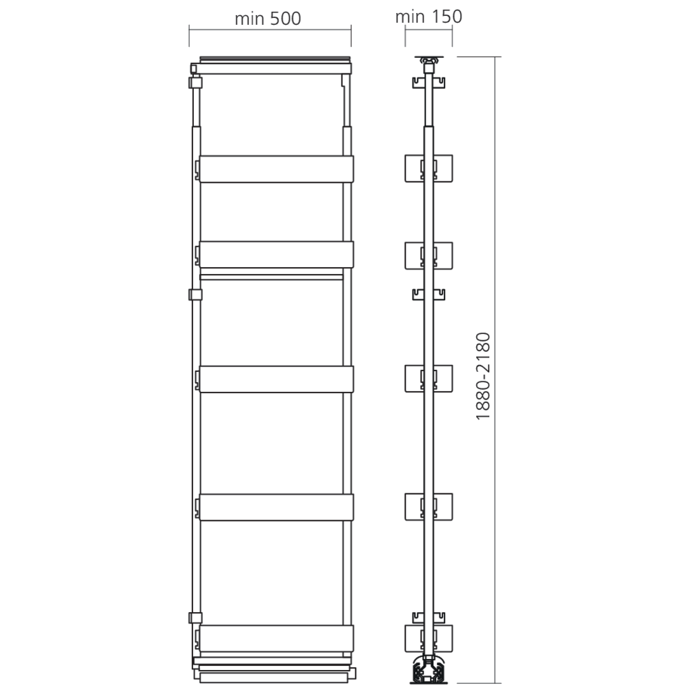 Ensemble coulissant étroit PRO pour colonne