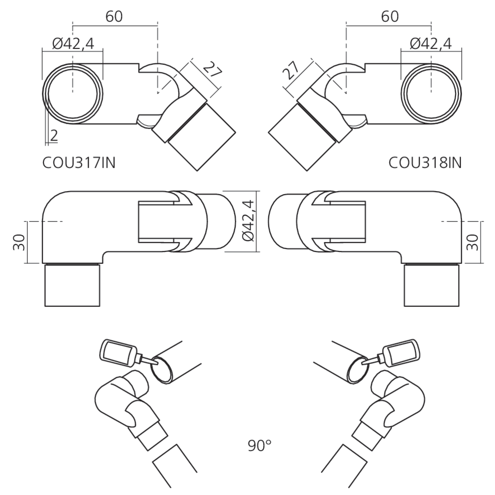 Coude d'angle orientable Q-Line