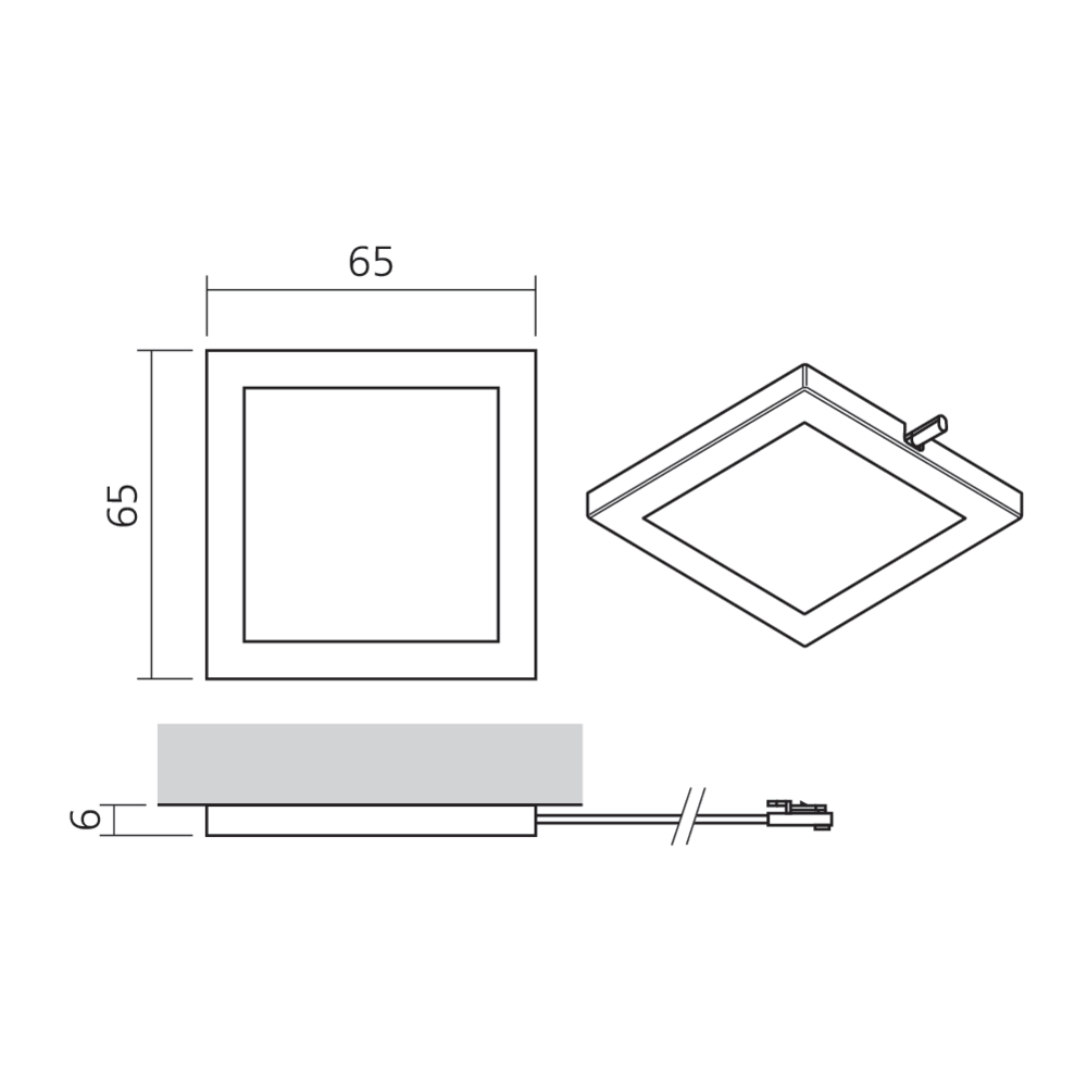 Spot LED carré en applique 12 V
