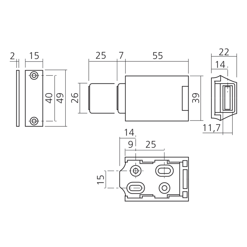 Loqueteau magnétique touche-lâche grandes portes