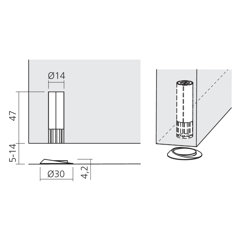 Arretoir magnétique encastré STOPPINO OPEN