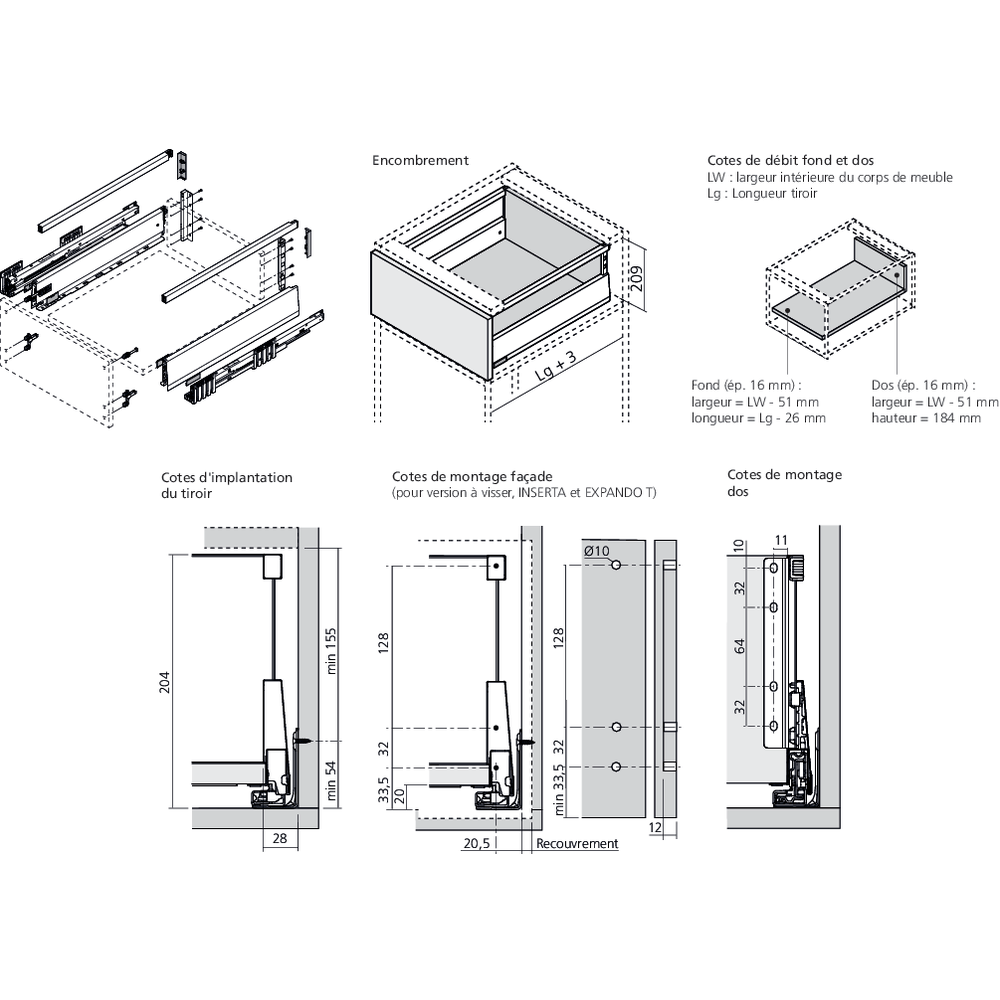 MERIVOBOX tiroir E avec tube gris indium mat