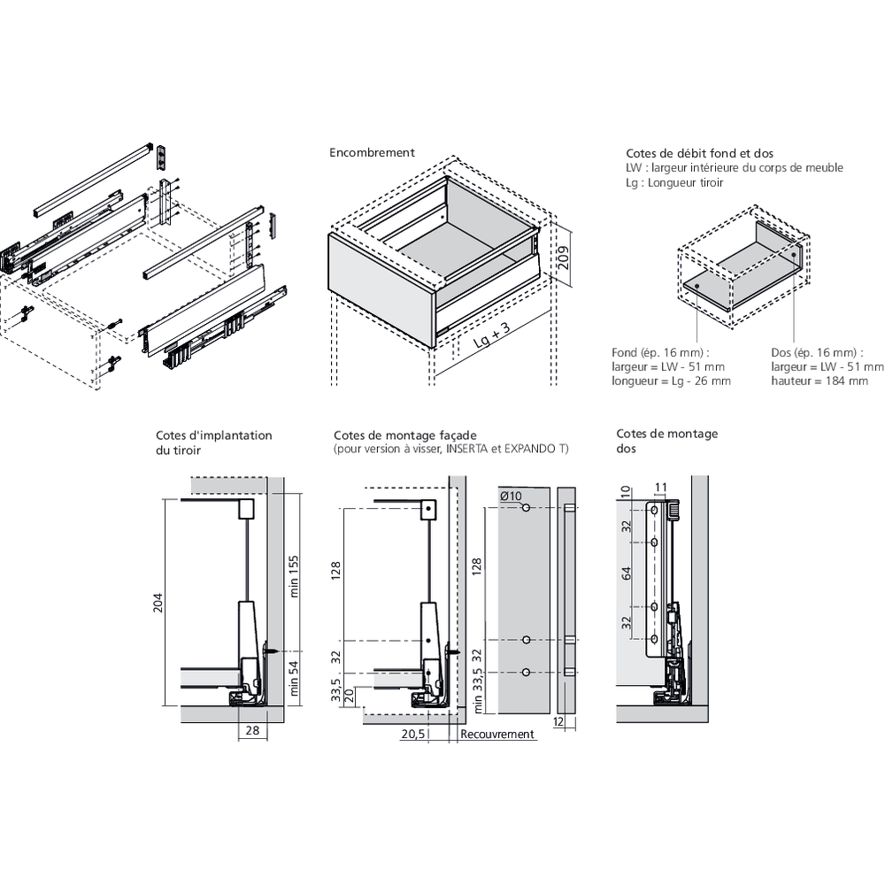 MERIVOBOX tiroir E avec tube gris indium mat