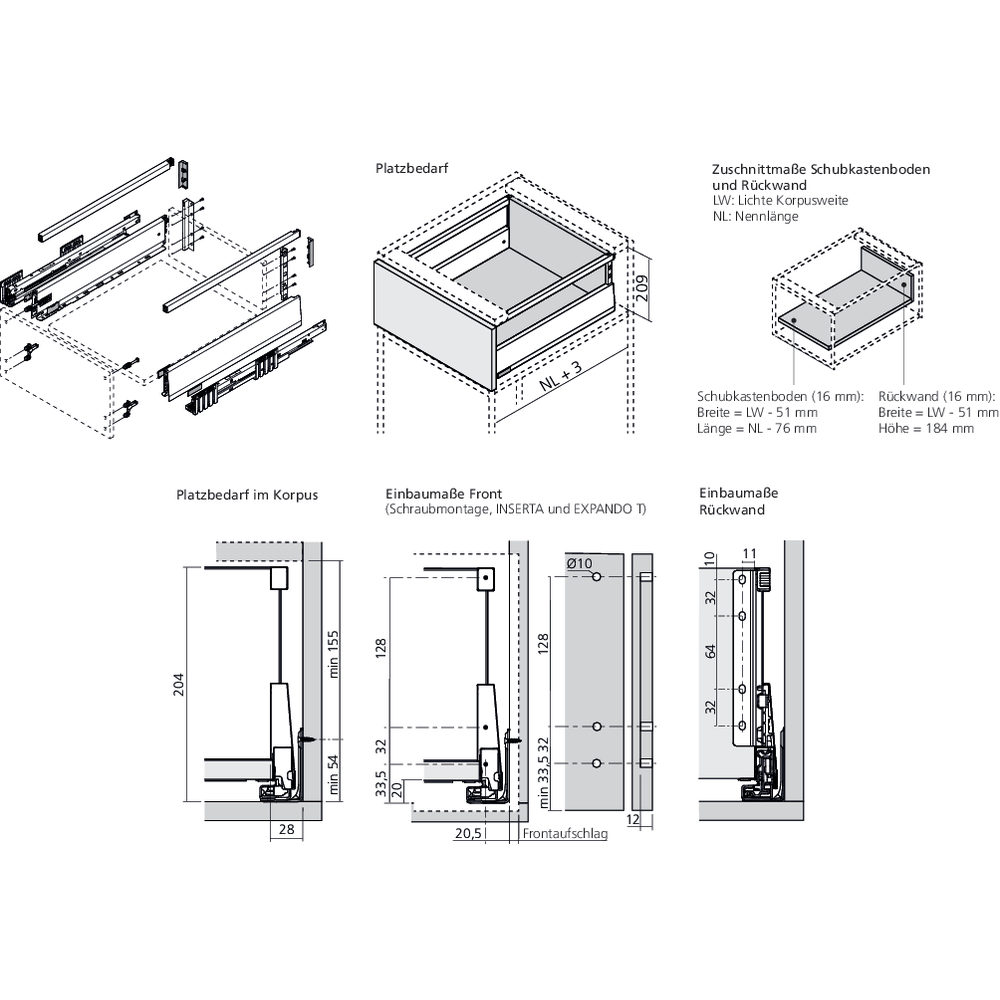 MERIVOBOX tiroir poubelle E avec tube gris orion mat