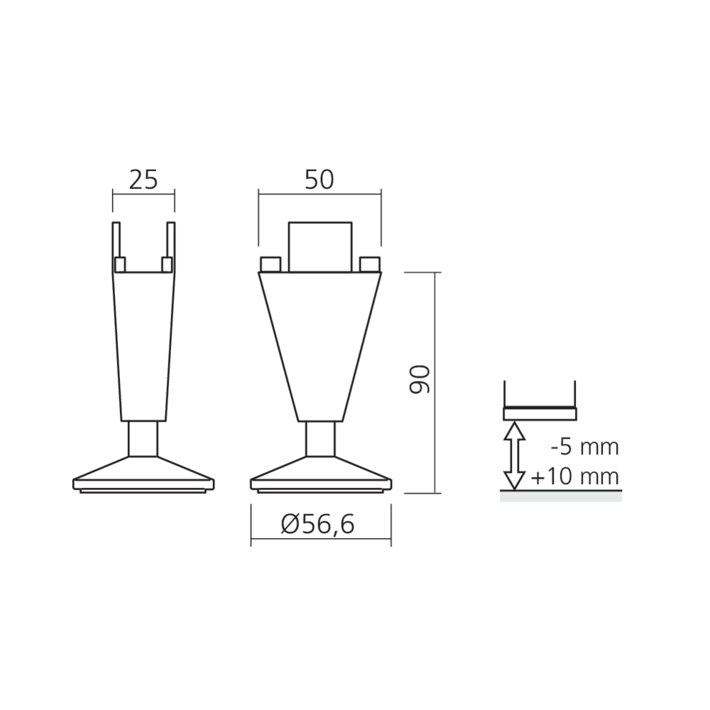 Pied alu ajustable STILIPHOS