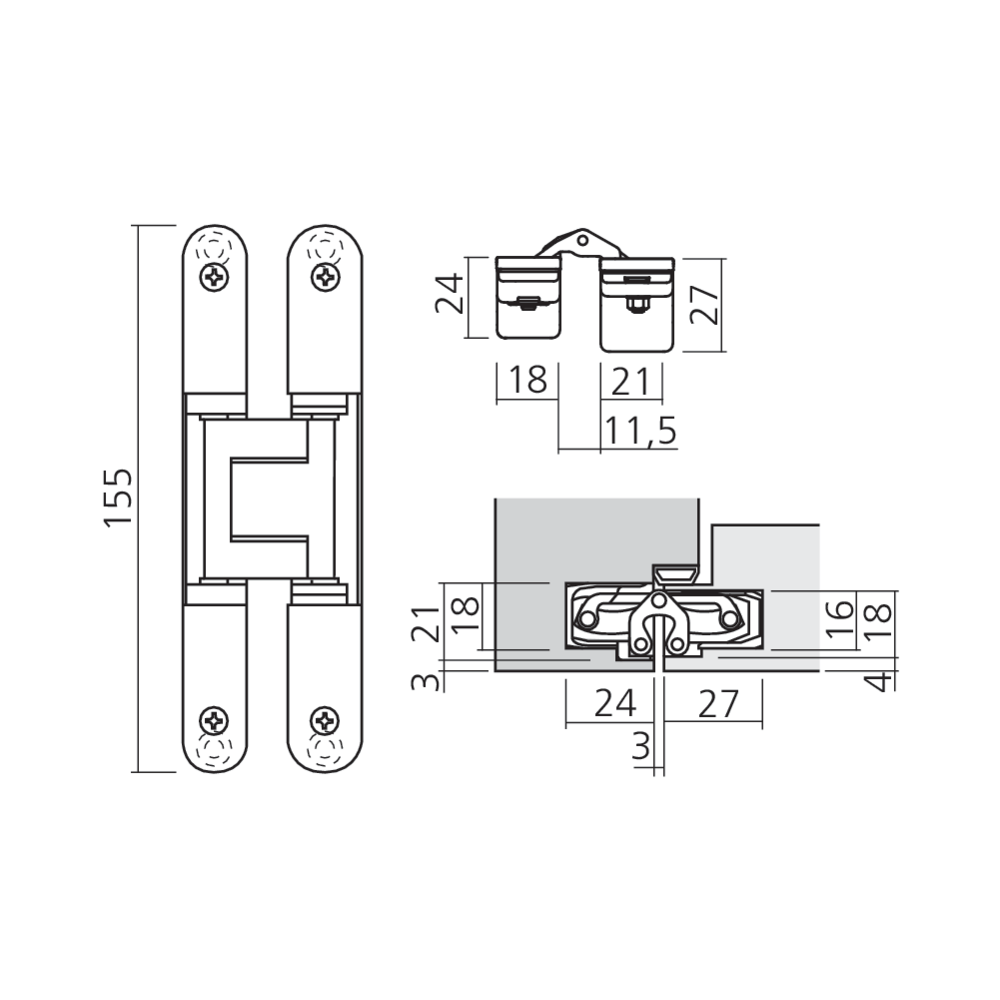 Charnière invisible TECTUS 60 kg